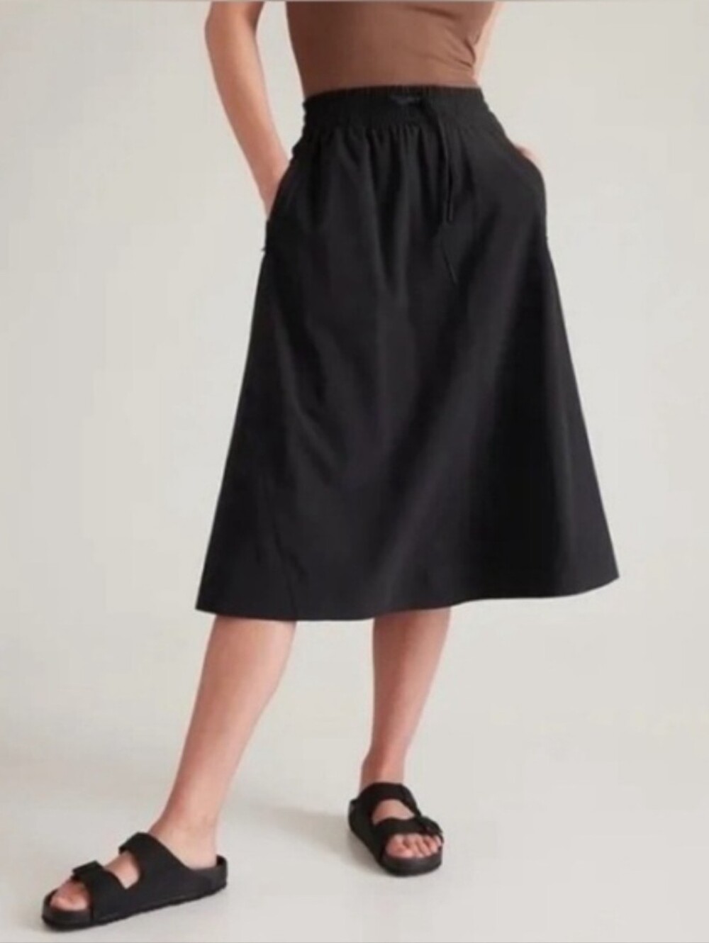 Athleta Black Arrival A-Line Midi Skirt